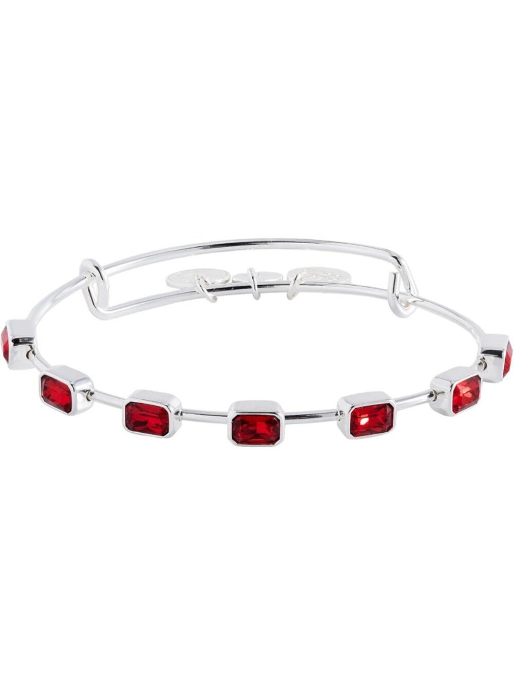 January Birthstone Bangle Shiny Silver Birthstone Emerald Cut Bangle Bracelet